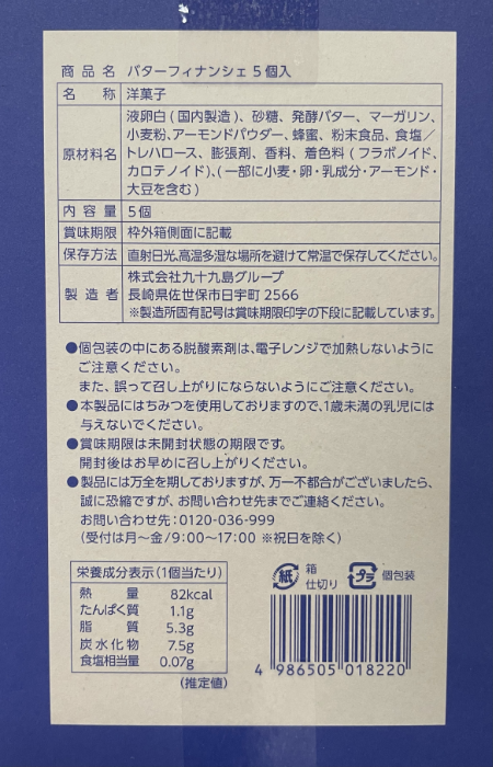 パッケージ裏の記載事項